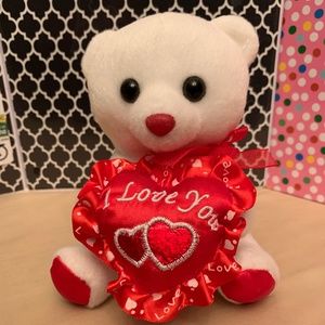 Gabi Toy Teddy Bear white 6” holding heart I love you Plush stuffed animal